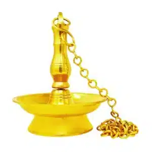 Brass Hanging Lamp with Chain - Kerala Metal Art